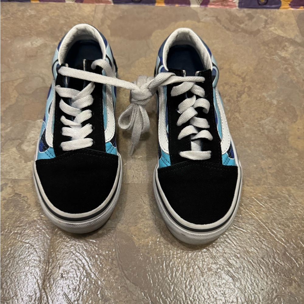 VANS Kids Black and Blue Sneakers